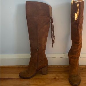 Franco Sarto Over the Knee Chestnut Suede Boots